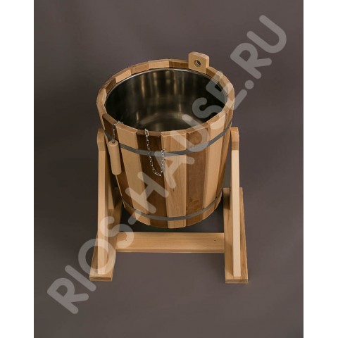 Обливное устройство 20 л с переливом и нержавеющей вставкой "Zebra" термо (липа) в коробке ТМ "Бацькина баня", арт. 30363