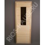 Дверь глухая со стеклом(цвет бронза, каленое)  1900х700, класс А, коробка из липы, ТМ "Бацькина баня", арт. 30404